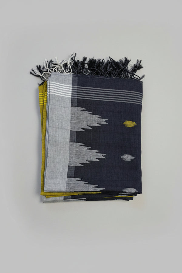 Original Handloom Manipuri Charcoal Color With Gonga Jamuna Border