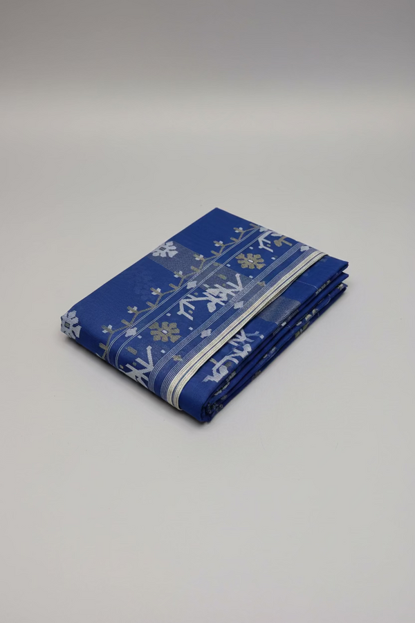 Original Dhakai Sky Blue Jamdani With Blouse Pcs