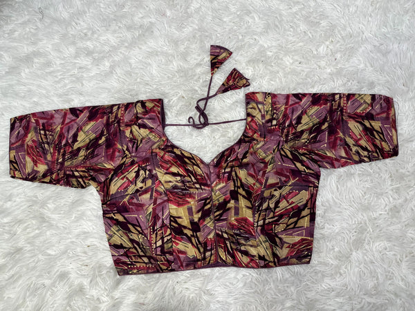NON-PADDED COTTON TIE-UP WINE BLOUSE