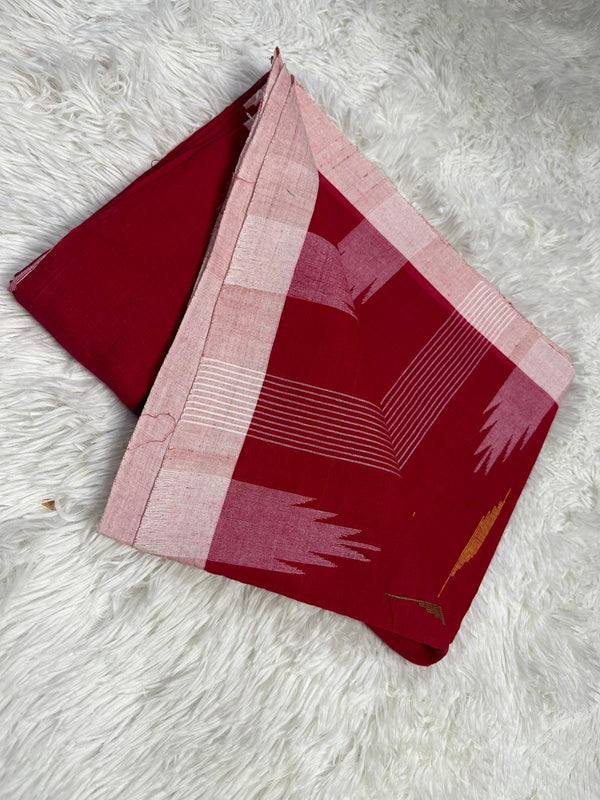 Original Handloom Manipuri Maroon Body With White Border