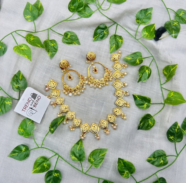 Traditional Heritage Punjabi Pipal Patti Necklace and Earring Set