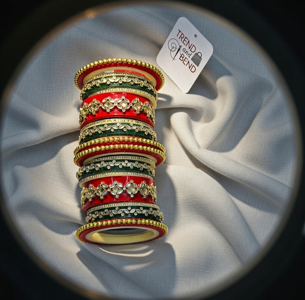 Traditional North Indian Vibrant and Ornate Chura Set (Bridal Bangles)