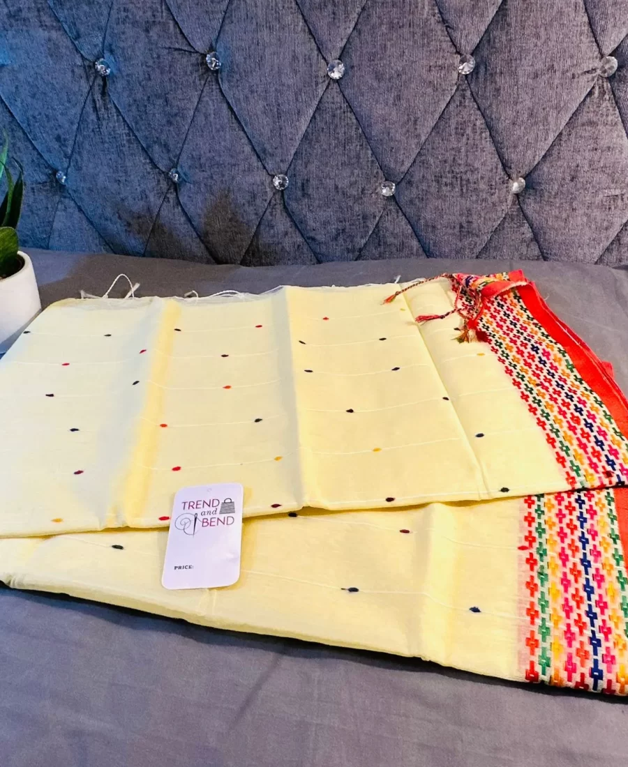 Vibrant Ivory Cotton Buttis Saree (4 Colors Available)