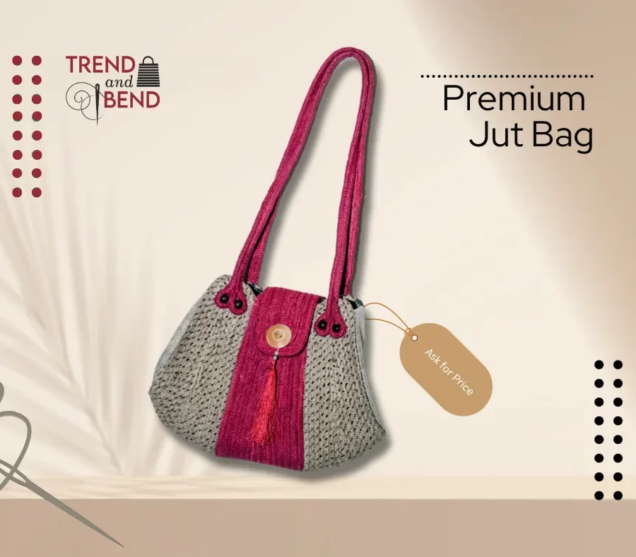 Eye-Catching Head Title Vibrant Red and White Jute Handbag