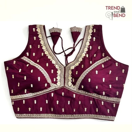 Sabyasachi Inspired Embroidery Wine Color Blouse Pattern
