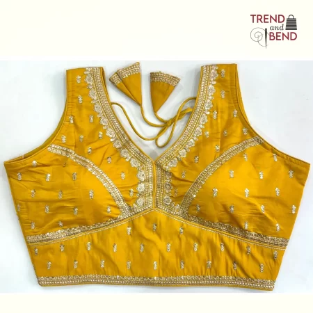Sabyasachi Inspired Embroidery Mustard Yellow Color Blouse Pattern