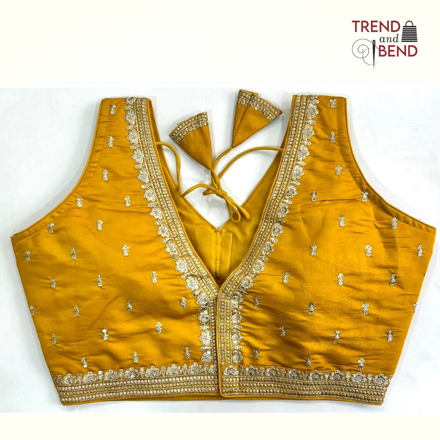 Sabyasachi Inspired Embroidery Mustard Yellow Color Blouse Pattern