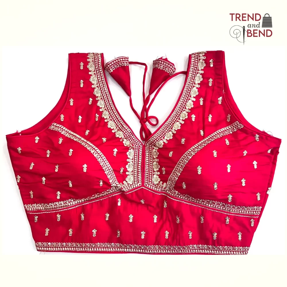 Sabyasachi Inspired Embroidery Traffic Red Color Blouse Pattern
