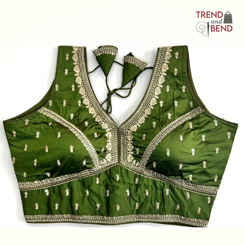 Sabyasachi Inspired Embroidery Grass Green Color Blouse Pattern