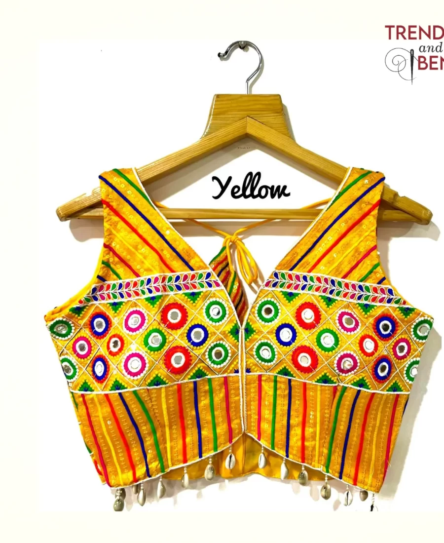 Vibrant Multi-Color Yellow base Gujarati Blouse