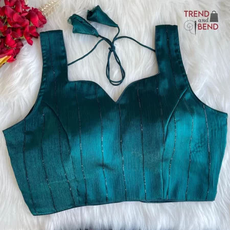 Dual-tone Jimmy Choo Shining Party Sea Green Full Stitched Blouse