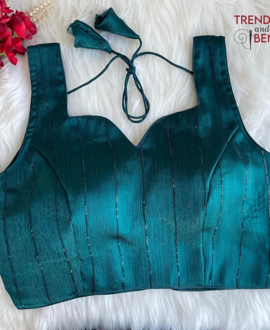 Dual-tone Jimmy Choo Shining Party Sea Green Full Stitched Blouse