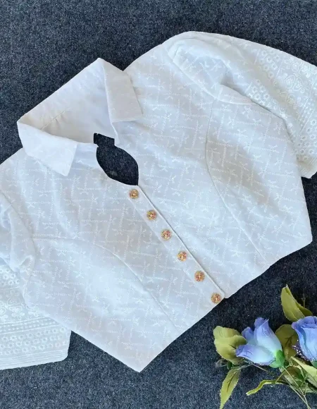 Elegant Flattering fit White Blouse