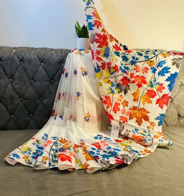 Elegant Hand-Block Printed Cotton Saree with Contrasting Borders