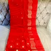 Elegant Red Silk Saree with Gold and Red Border