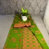 Olive Green Silk Saree with Circular and Floral Motifs