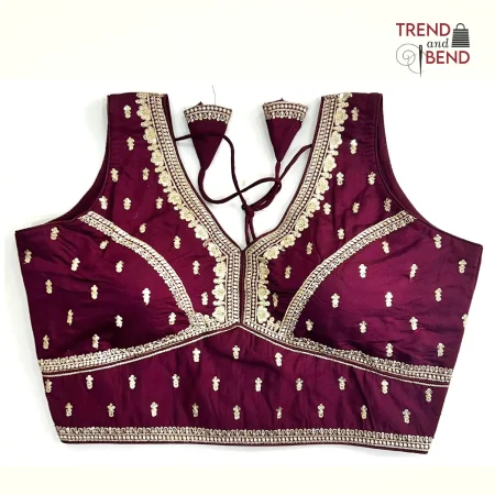 Sabyasachi Inspired Wine and Golden Blouse Pattern