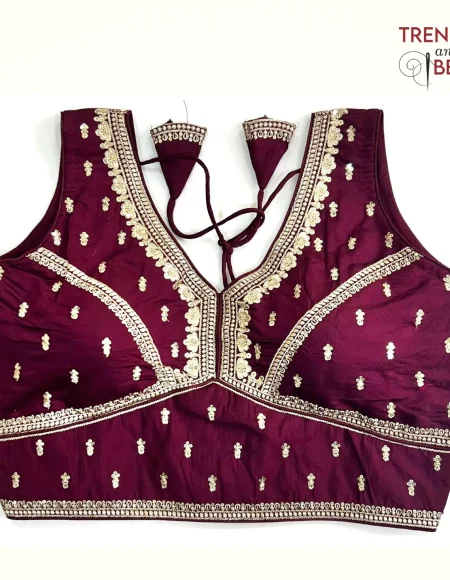 Sabyasachi Inspired Wine and Golden Blouse Pattern