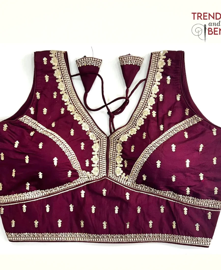 Sabyasachi Inspired Wine and Golden Blouse Pattern