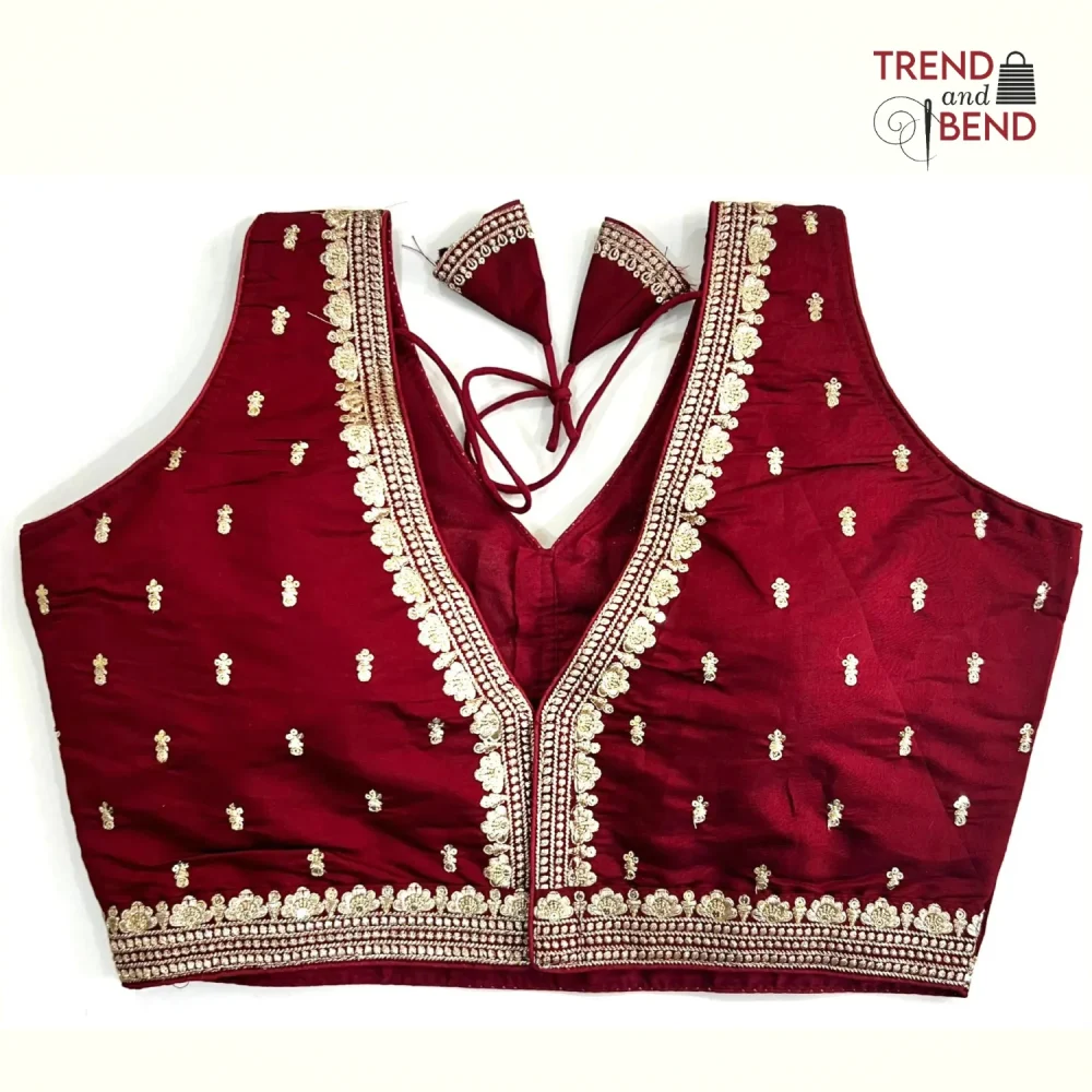 Sabyasachi Inspired Ruby Red and Golden Blouse Pattern