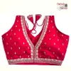 Sabyasachi Inspired Mustard Traffic Red and Golden Blouse Pattern