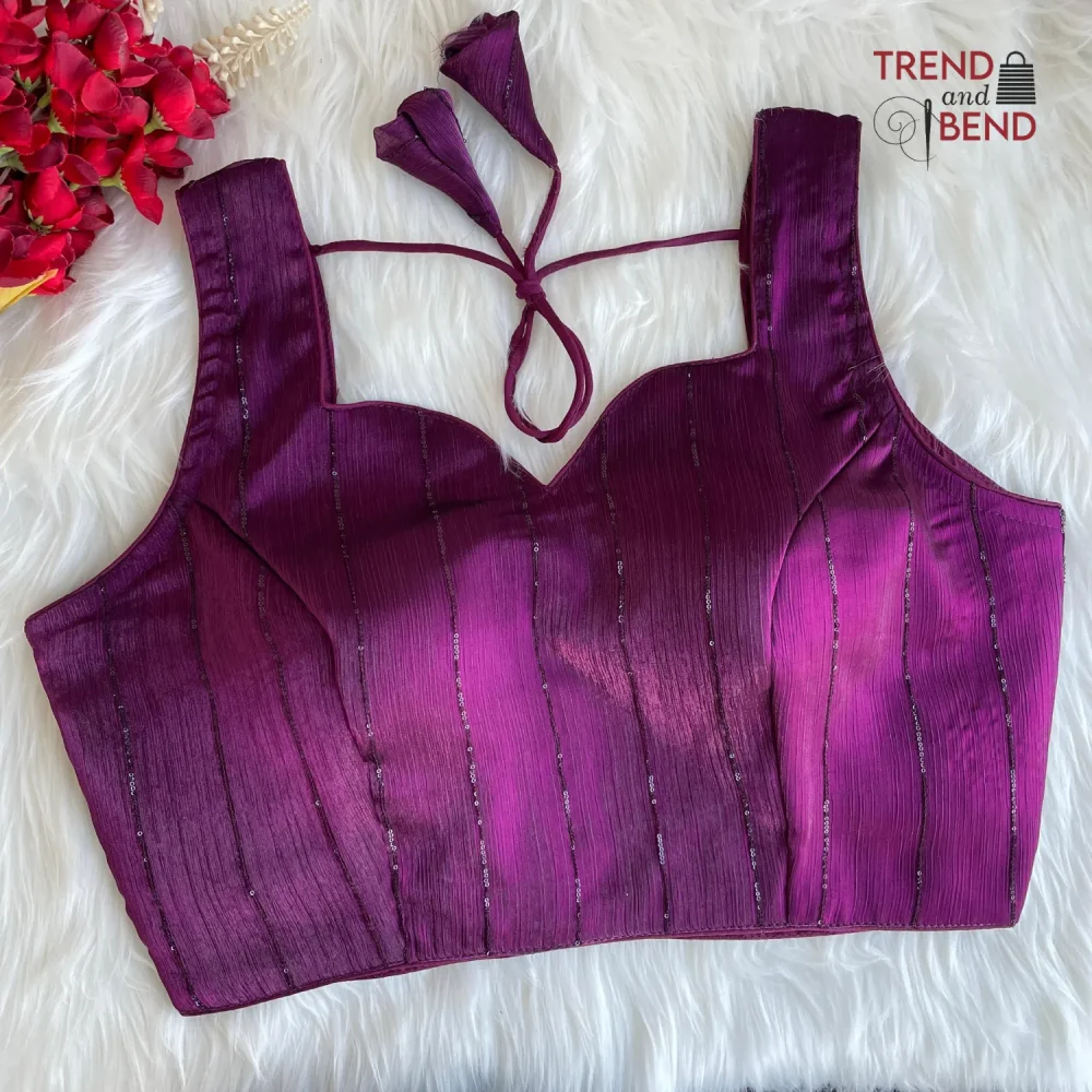 Dual-tone Jimmy Choo Shining Full Stitched Dual-tone Jimmy Choo Shining Full Stitched Wine Magenta Party Blouse Party Blouse