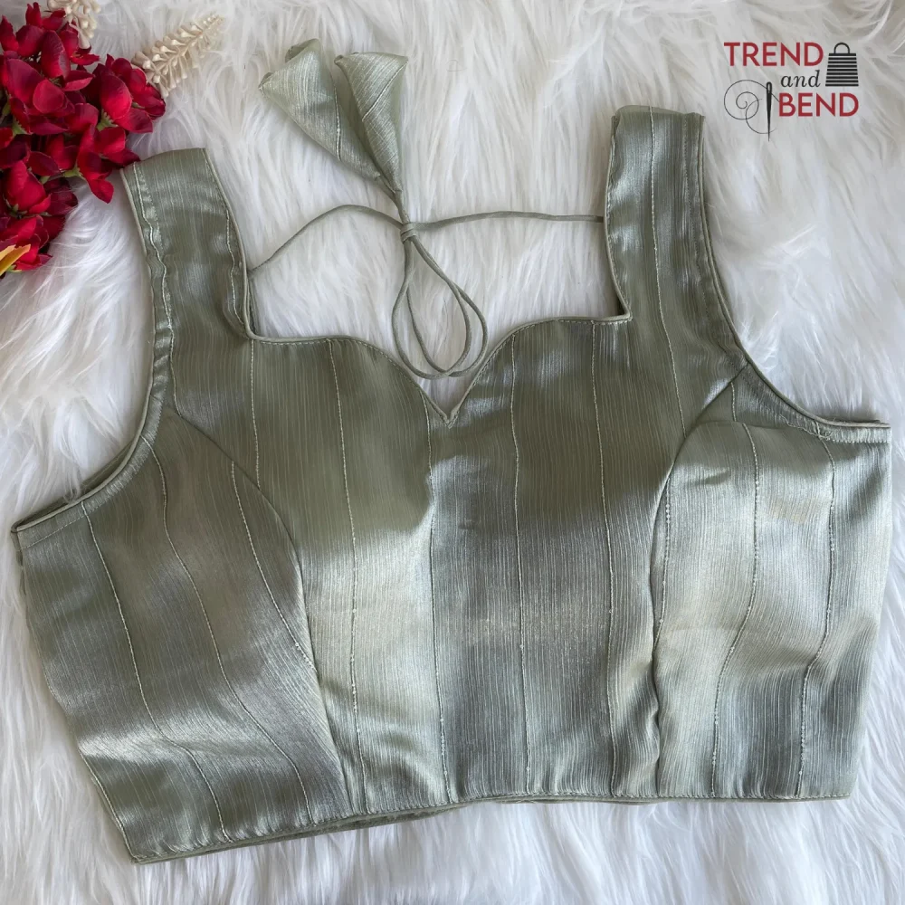 Dual-tone Jimmy Choo Shining Full Stitched Grey Party Blouse