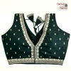 Sabyasachi Inspired Turquiose Green and Golden Blouse Pattern