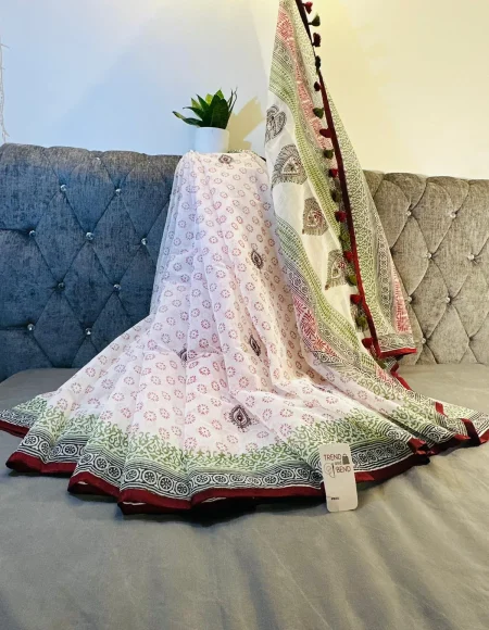 Spring Special Digital Floral Printed White Silk Saree