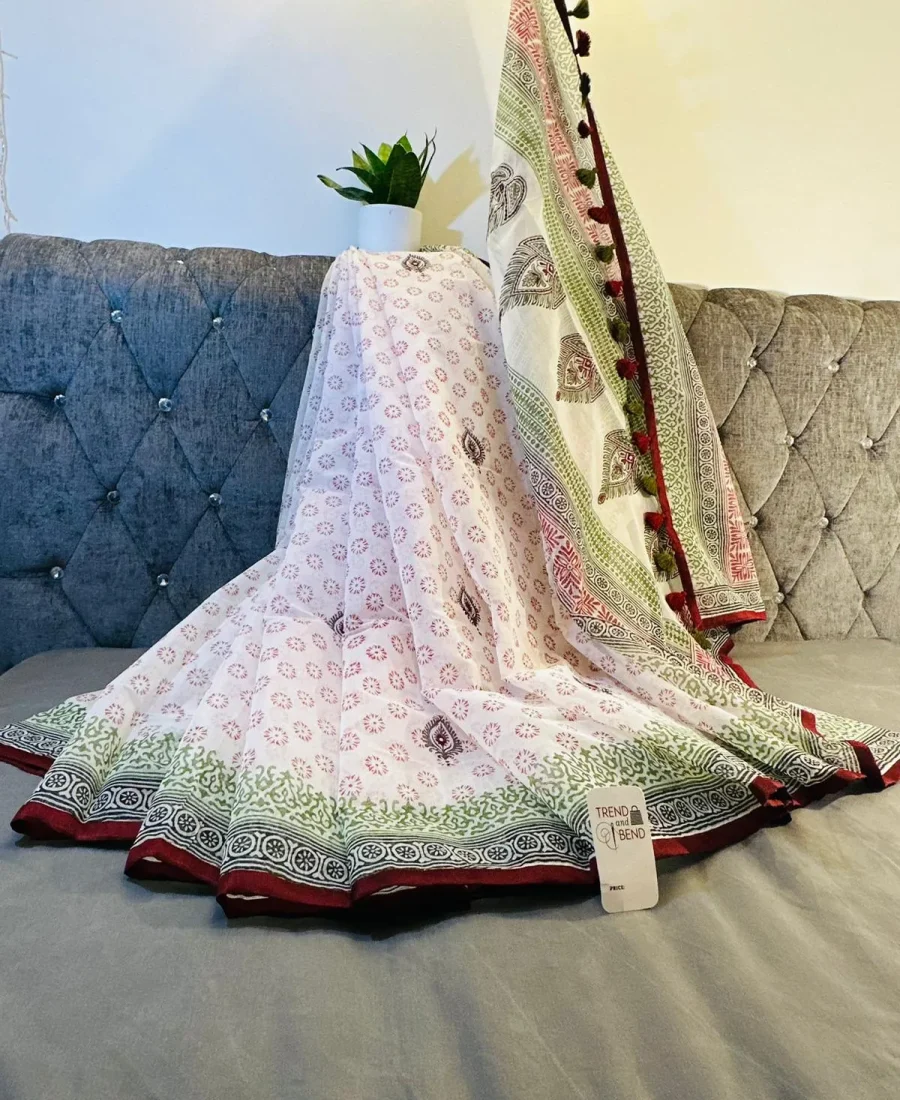 Spring Special Digital Floral Printed White Silk Saree