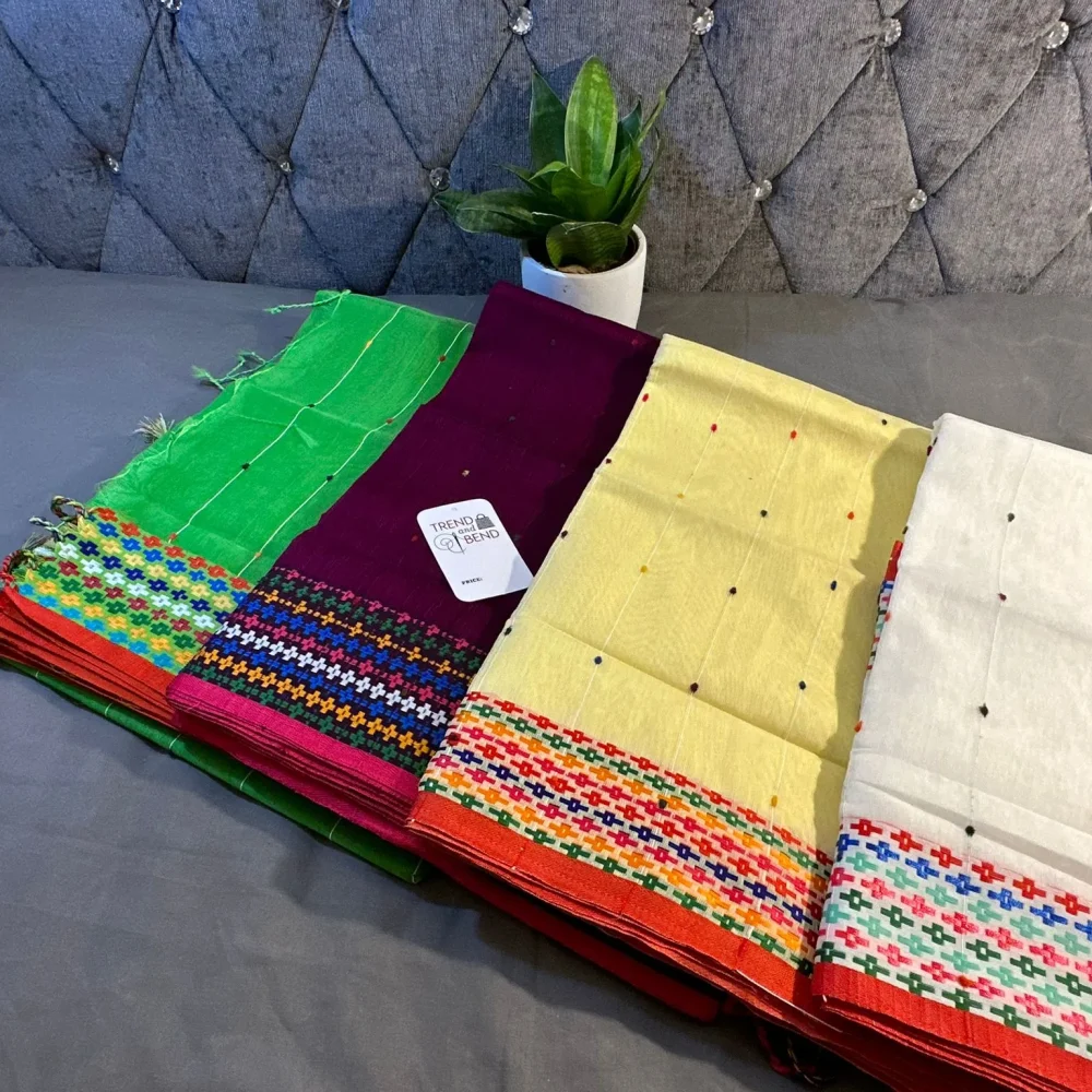 Vibrant Ivory Cotton Buttis Saree